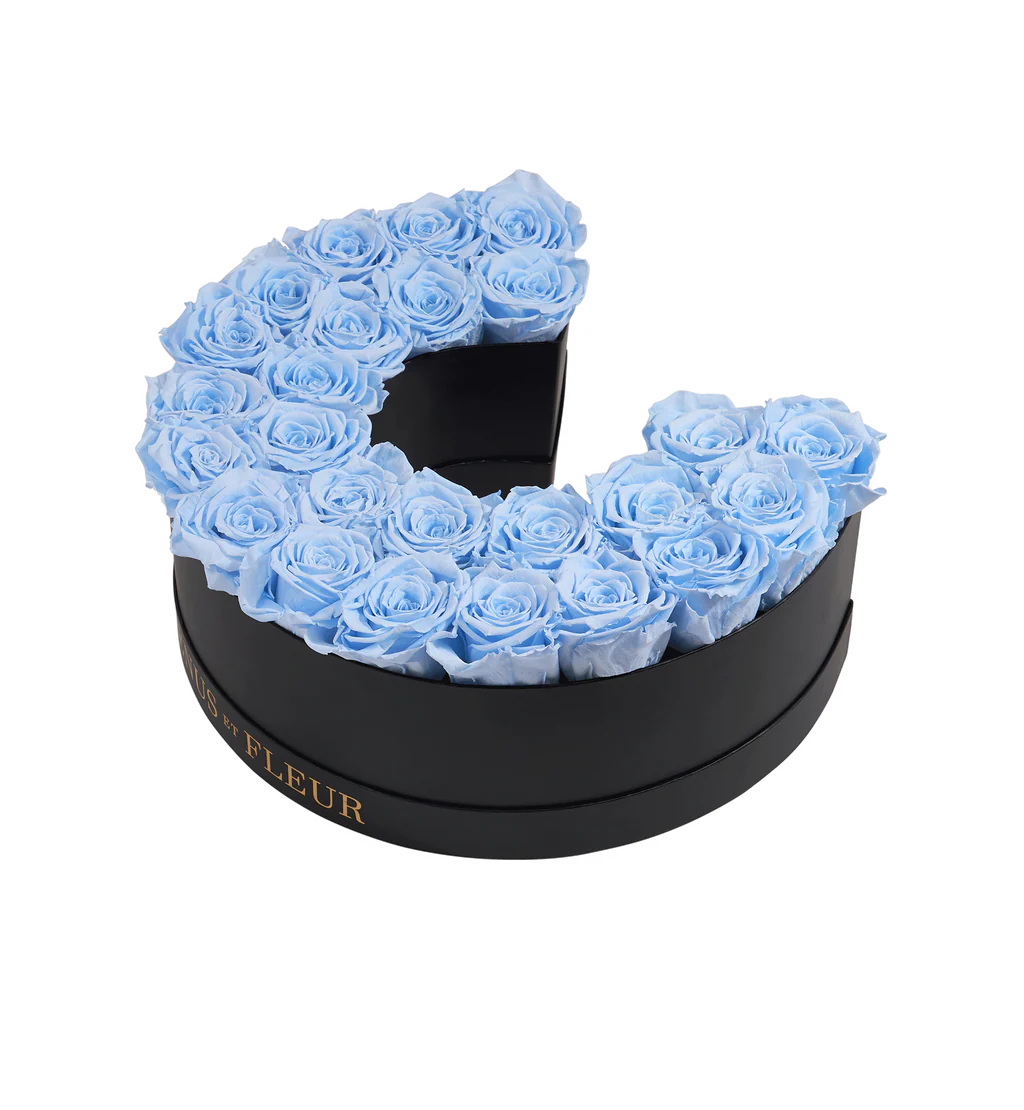 Letra C de Flores Azul Bebé